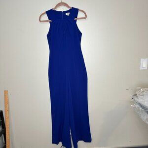 Calvin Klein Royal Blue Jumpsuit Size 6 Wide Leg Sleeveless Cutout